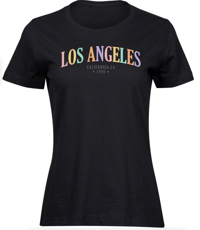 Frauen Damen Baumwolle Schwarz T-shirts Los Angeles Freizeit Sommer Geschenk