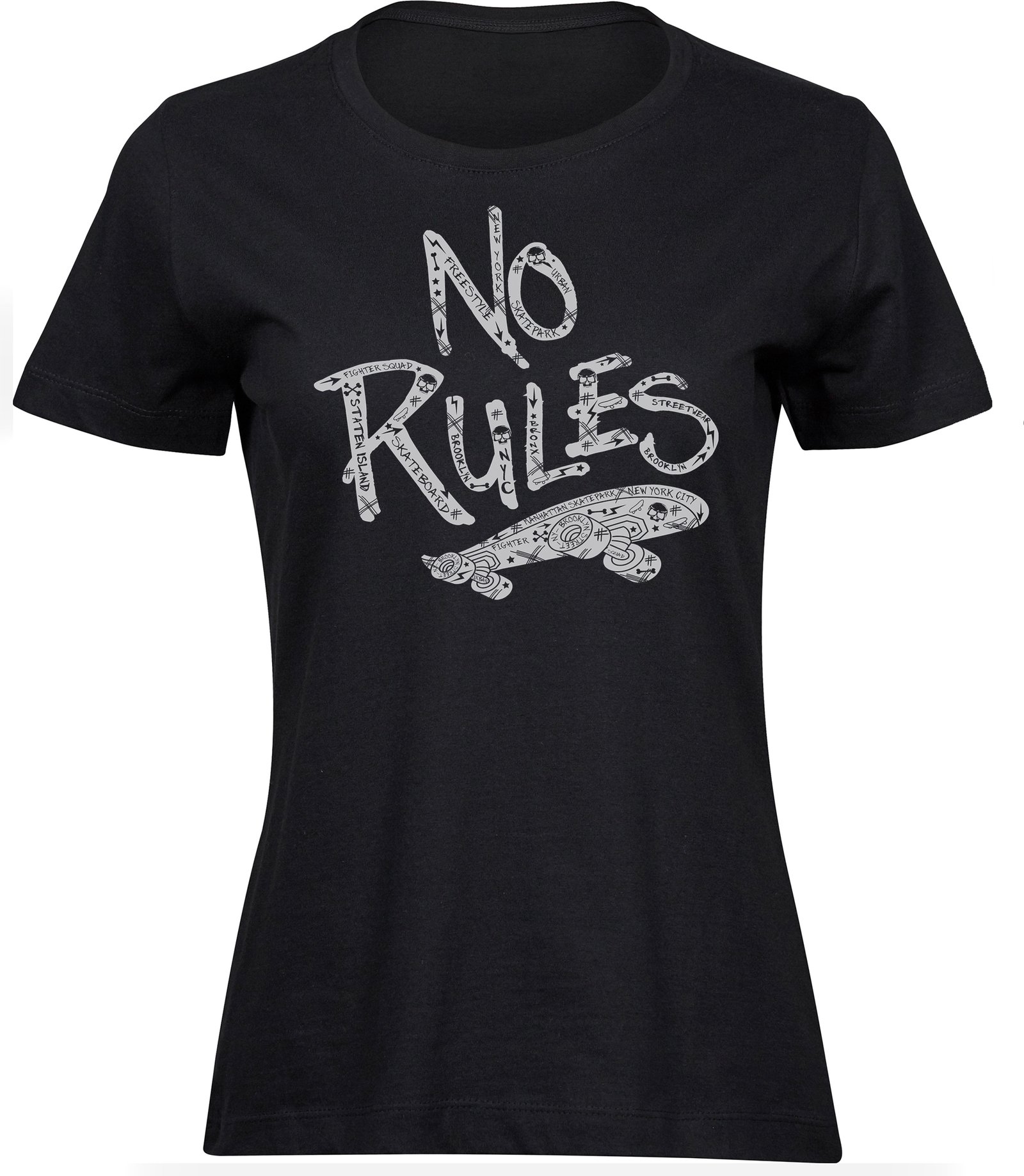 A-122 wb T-Shirts für FRAUEN NO RULES SKATEBOARD