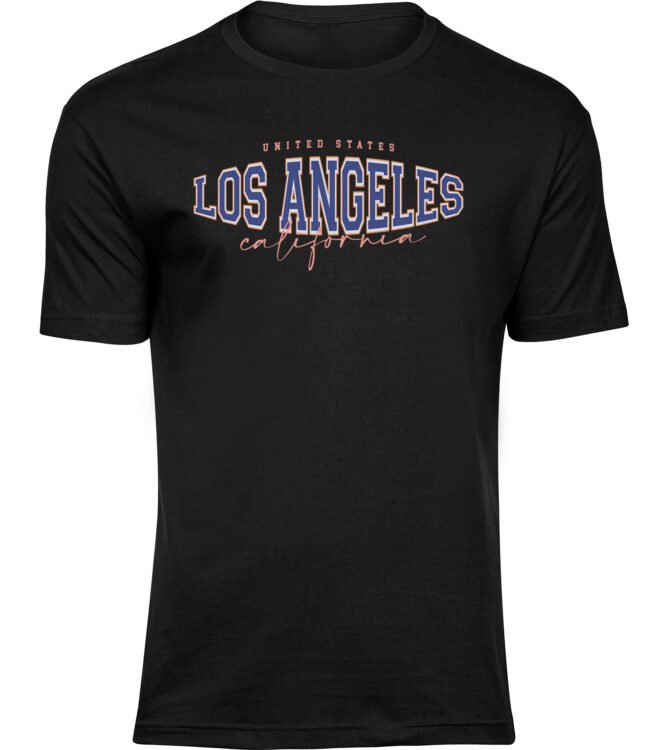 Herren MÄNNER Baumwolle Schwarz T-shirts Los Angeles United States California Freizeit Sommer Geschenk