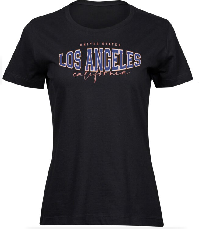 Frauen Damen Baumwolle Schwarz T-shirts Los Angeles United States California Freizeit Sommer Geschenk