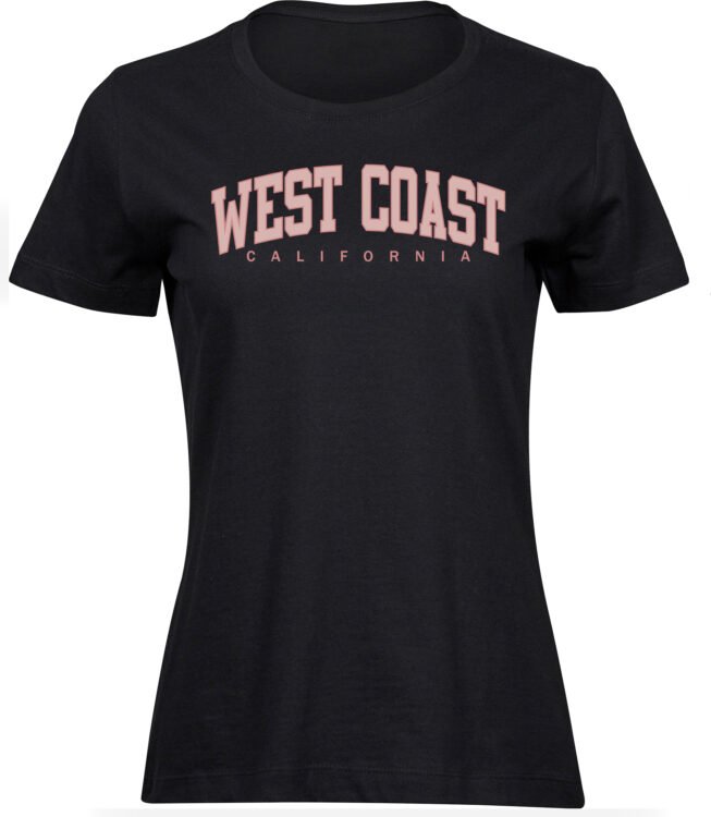 Frauen Damen Baumwolle Schwarz T-shirts West Coast California Freizeit Sommer Geschenk