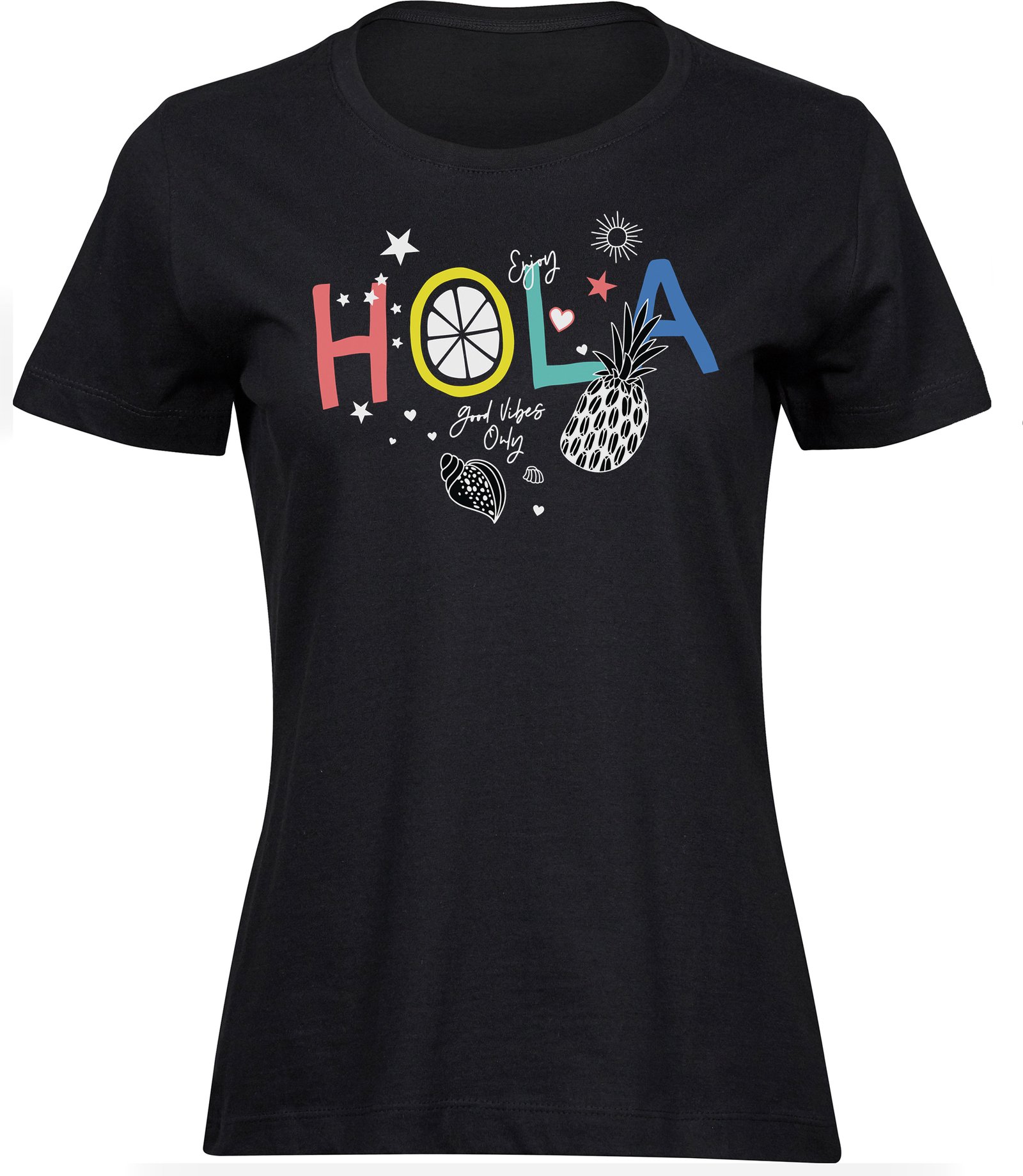 A-258 wb T-Shirts für FRAUEN HOLA VIBES