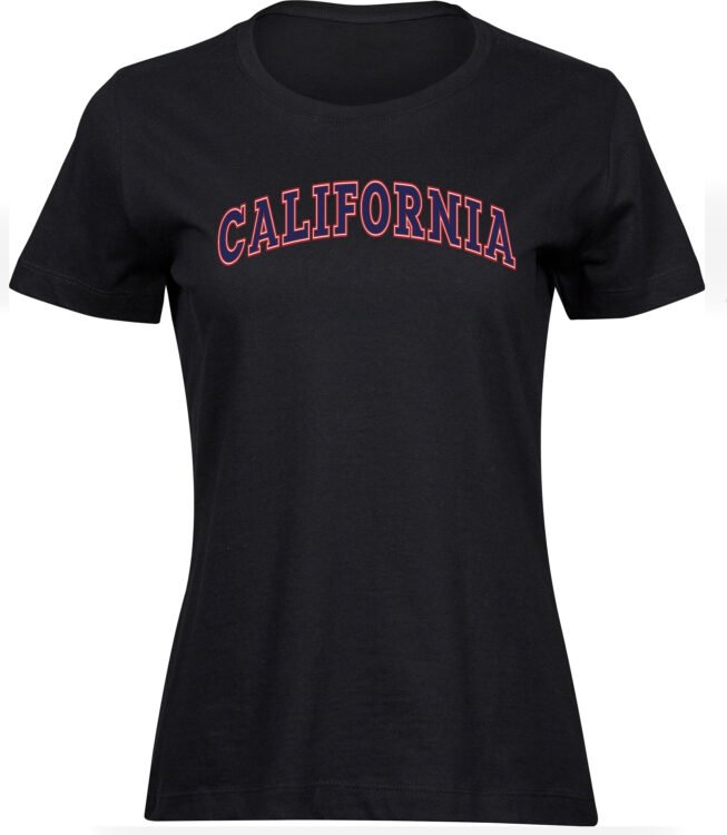 Frauen Damen Baumwolle Schwarz T-shirts California Freizeit, Sommer Geschenk
