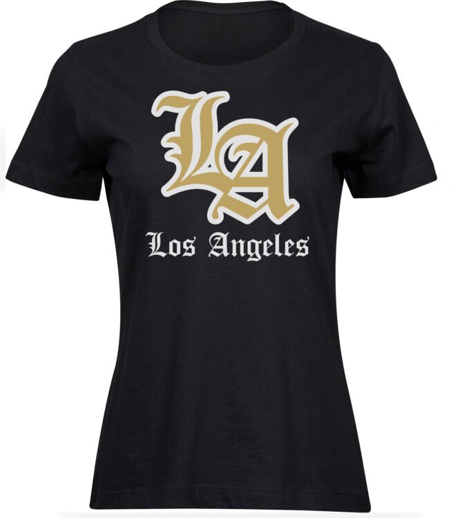 Frauen Damen Baumwolle Schwarz T-shirts LA Los Angeles Freizeit Sommer Geschenk