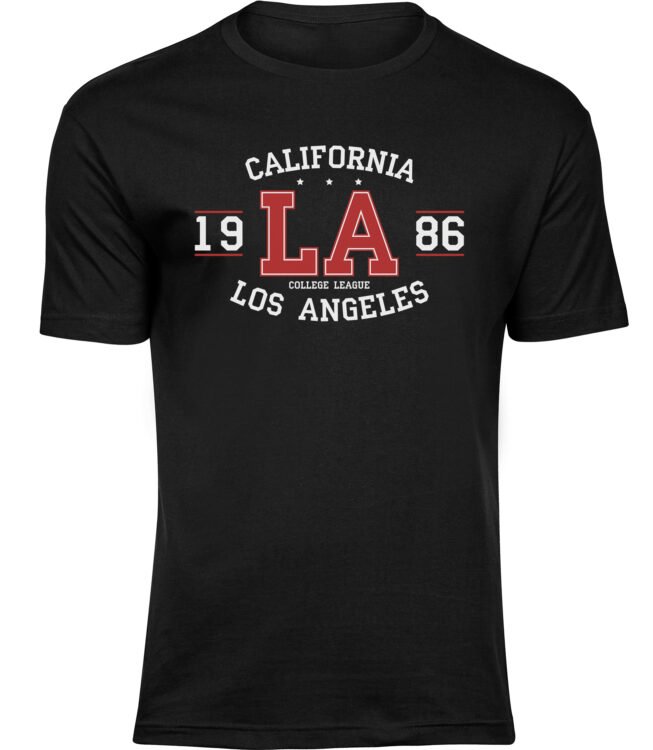 Herren MÄNNER Baumwolle Schwarz T-shirts California LA Los Angeles College Freizeit Sommer Geschenk