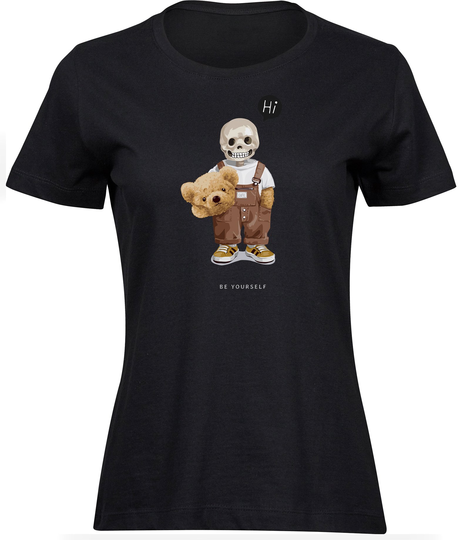 B-192 wb T-Shirts für FRAUEN TEDDYBÄR SCHÄDEL