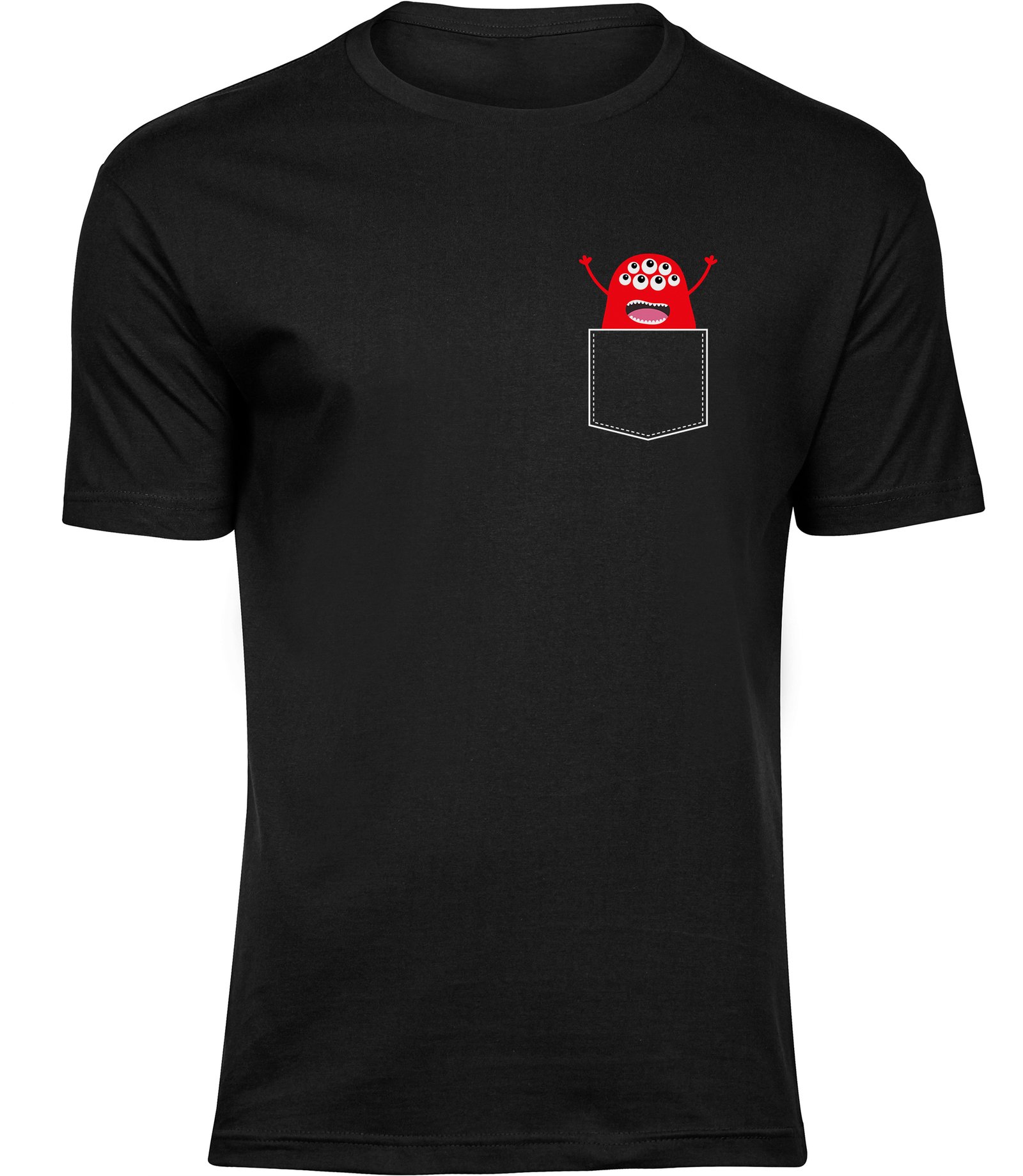 B-216 mb T-Shirts für HERREN ROTES MONSTER TASCHE