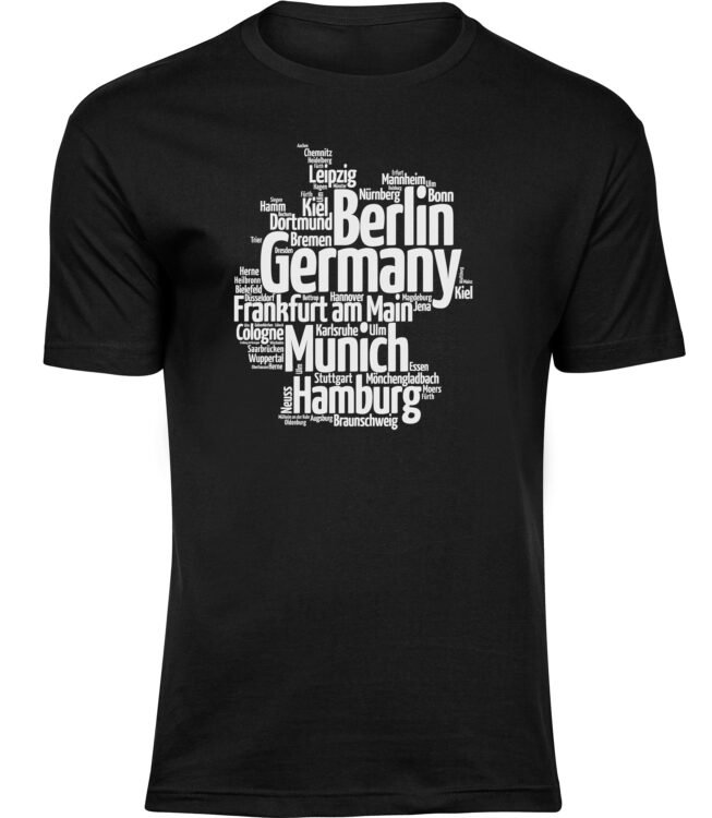 T-Shirts für HERREN DEUTSCH STÄDTE KARTE