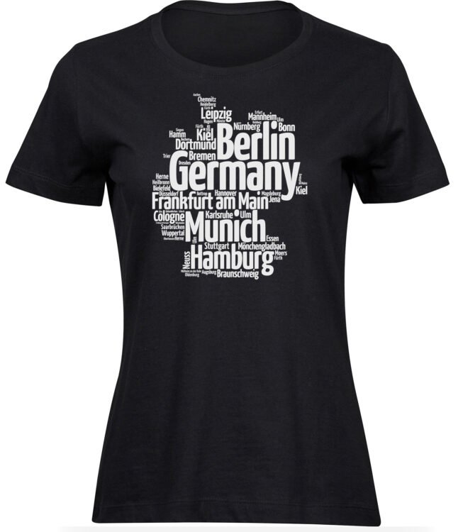 T-Shirts für FRAUEN DEUTSCH STÄDTE KARTE