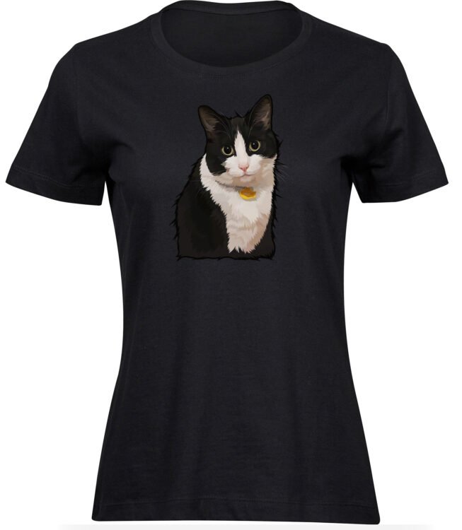T-Shirts für FRAUEN SCHWARZ-WEISS KATZE