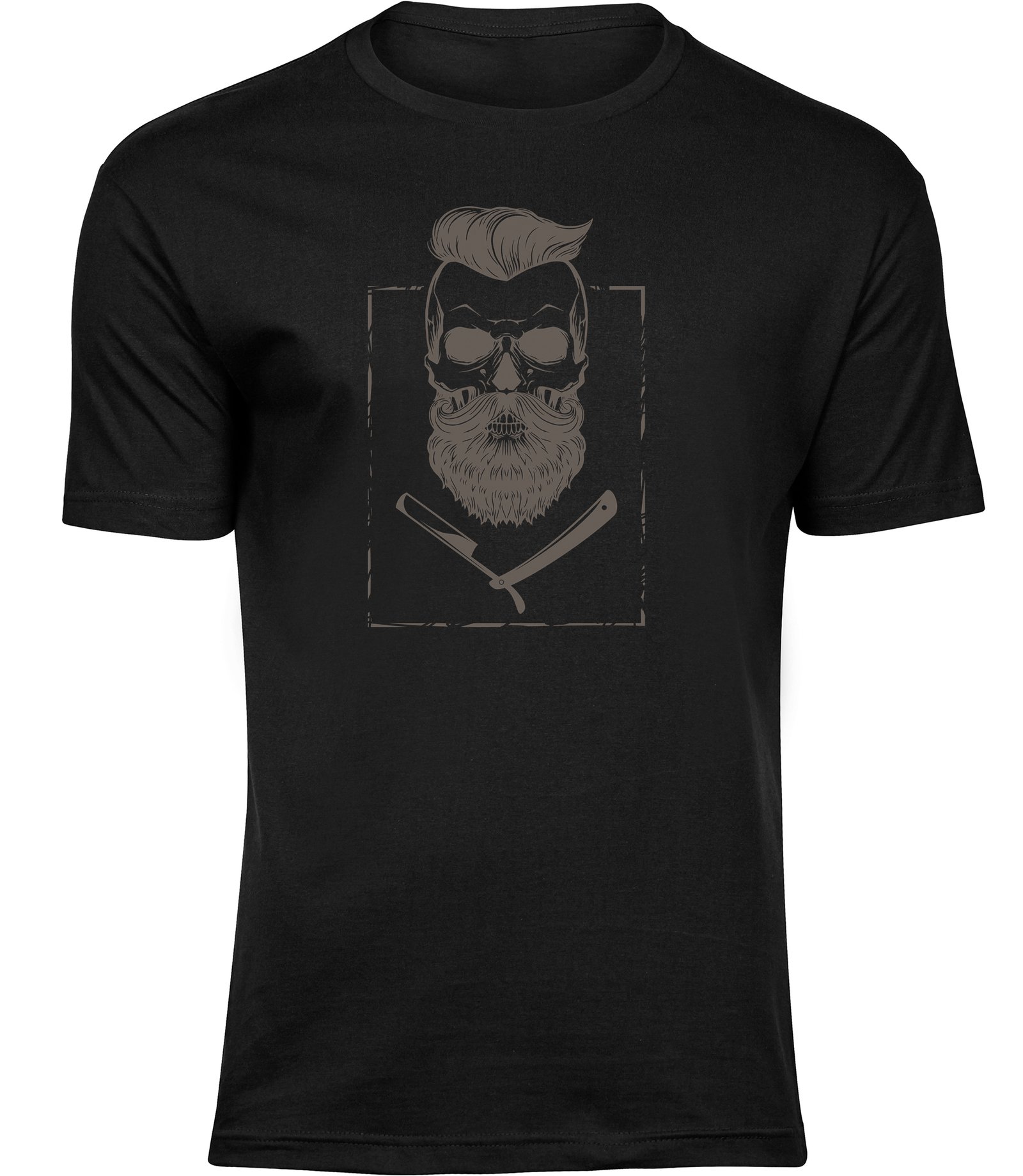 Friseur Rasierer Totenkopf T-Shirt für Männer Herren, Hipster T-Shirt mit bärtigem Schädel T-Shirts für HERREN RASIERS CHÄDEL