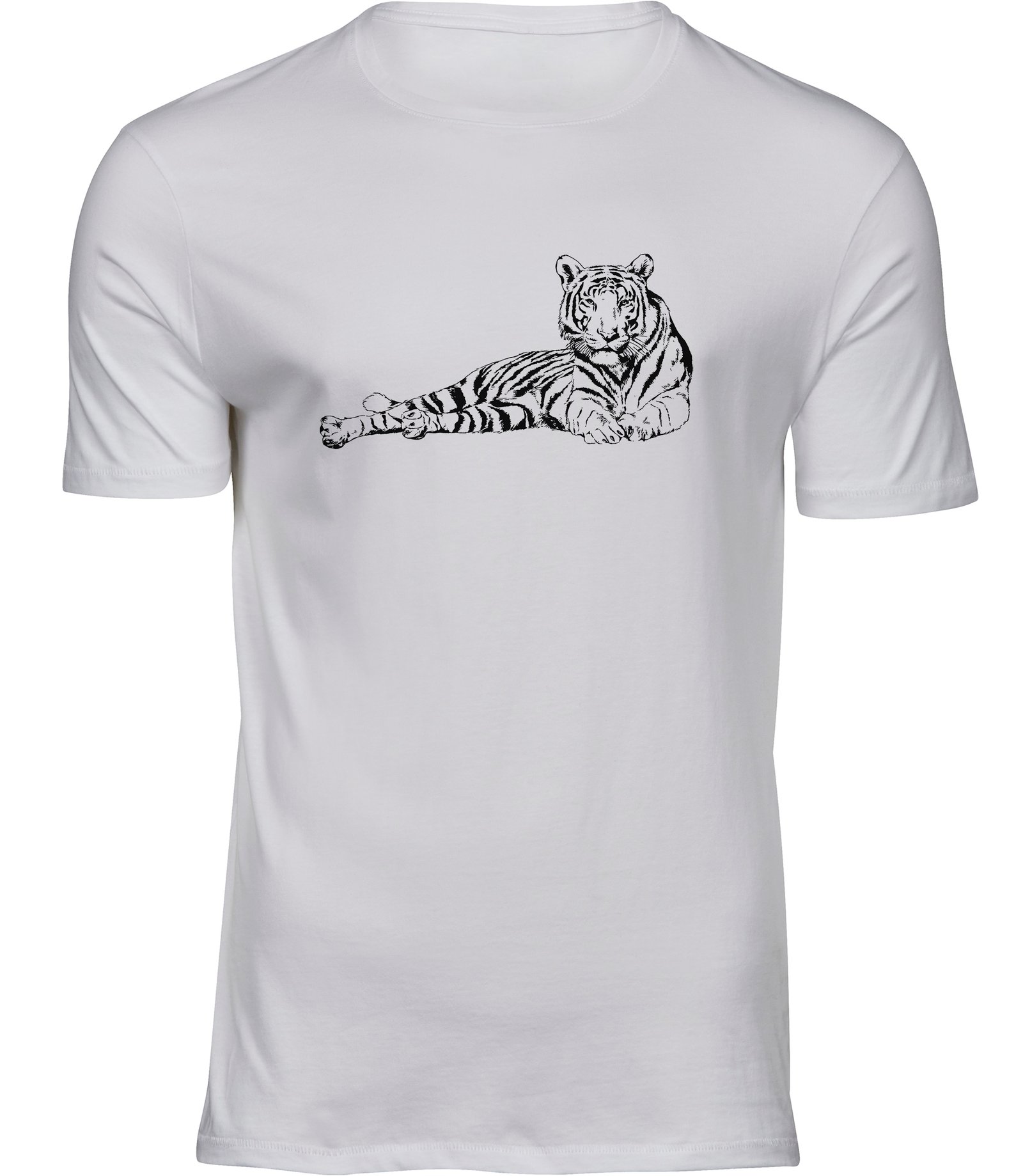 Liegendes Tiger-T-Shirt für Männer Herren, entspannendes weißes Tiger-T-Shirt, Tiger-Streifen-Print-T-Shirt T-Shirts für HERREN LIEGENDER TIGER
