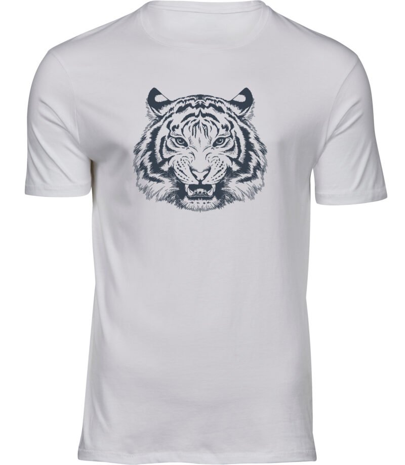 Tigerkopf-T-Shirt für Männer Herren, T-Shirt mit Tiger-Tintenzeichnung, T-Shirt mit Schablonen-Tiger-Aufdruck