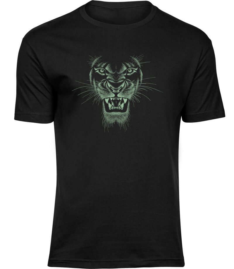 Mint Panther T-Shirt für Männer Herren, Puma Gesichtsskizze T-Shirt, Angry Animal Art Zeichnung T-Shirt