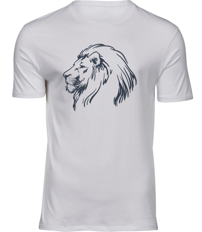 Wunderschönes handgezeichnetes Löwen-T-Shirt für Männer Herren, lineares Illustrations-Löwen-Print-T-Shirt