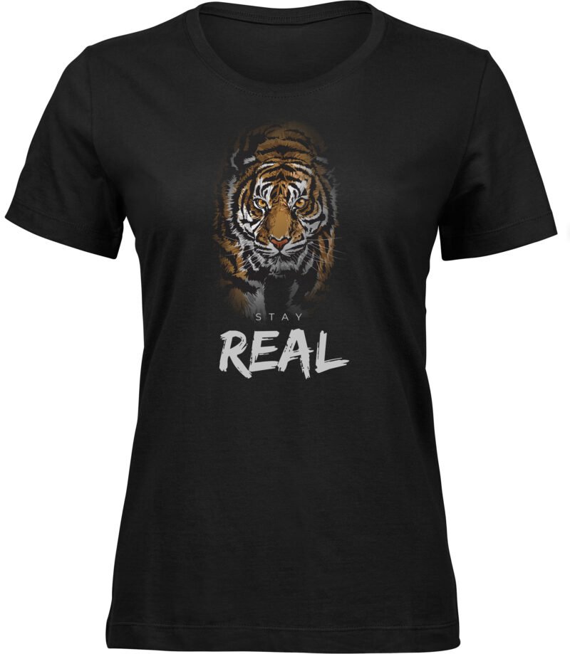 Stay Real Tiger T-Shirt für frauen damen, Shadow Tiger Print T-Shirt mit Slogan Typografie, Disappearing Tiger Tee