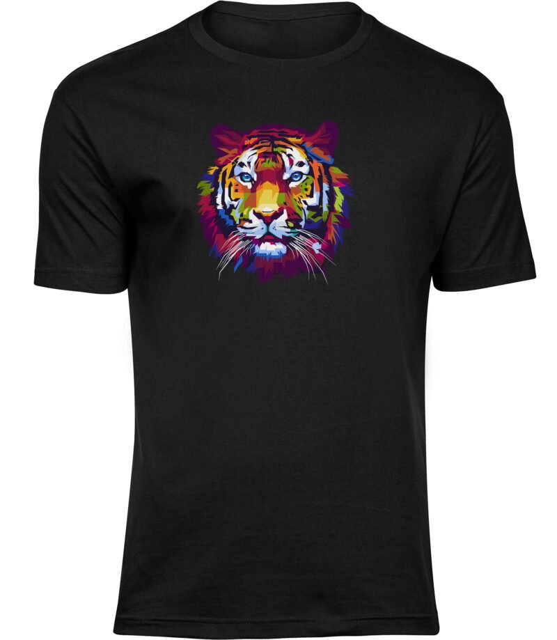 Tiger-T-Shirt mit farbenfrohem Effekt für Männer Herren, T-Shirt mit geometrischem Regenbogen-Tiger-Print