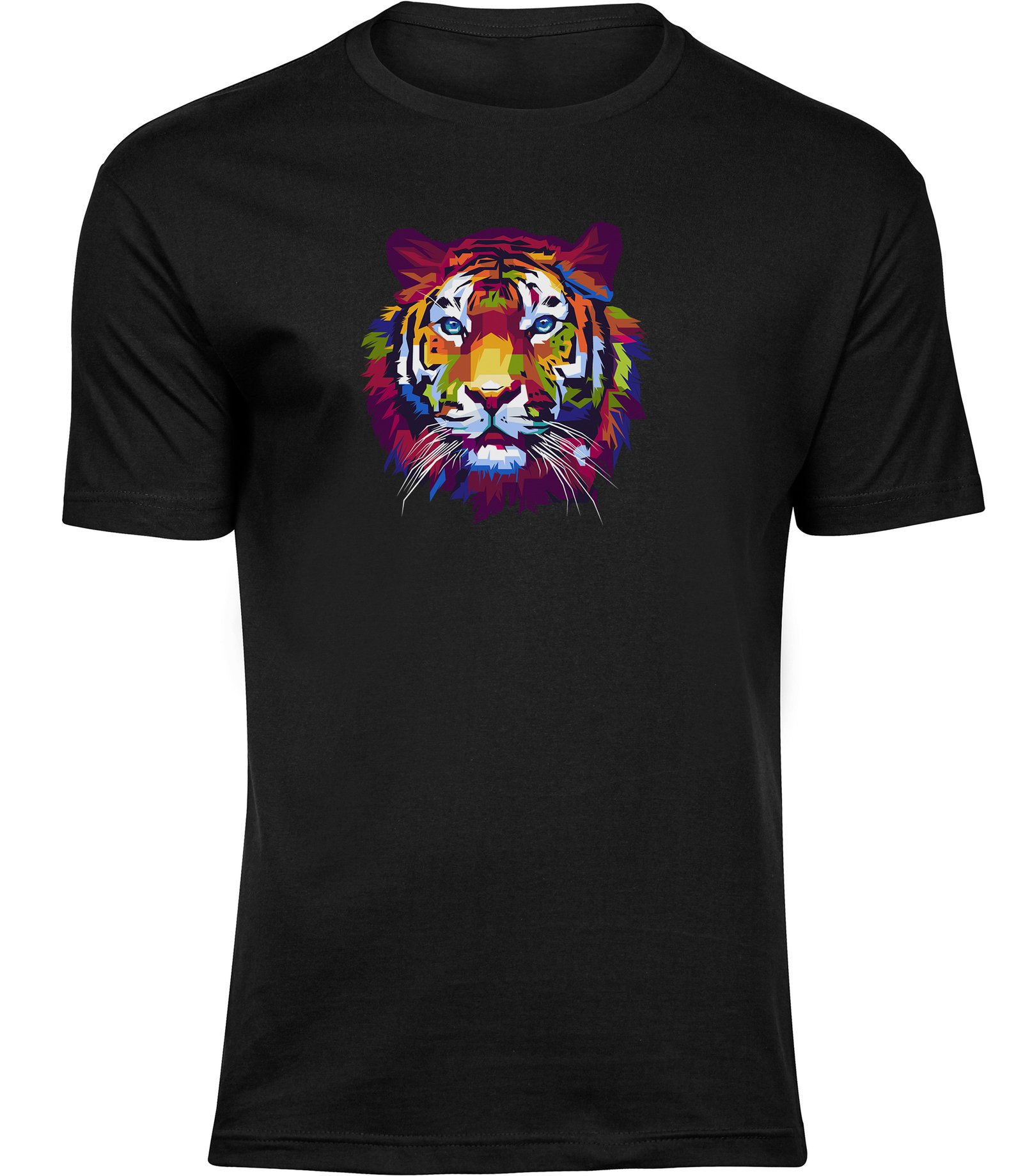 Tiger-T-Shirt mit farbenfrohem Effekt für Männer Herren, T-Shirt mit geometrischem Regenbogen-Tiger-Print T-Shirts für HERREN BUNTER TIGER