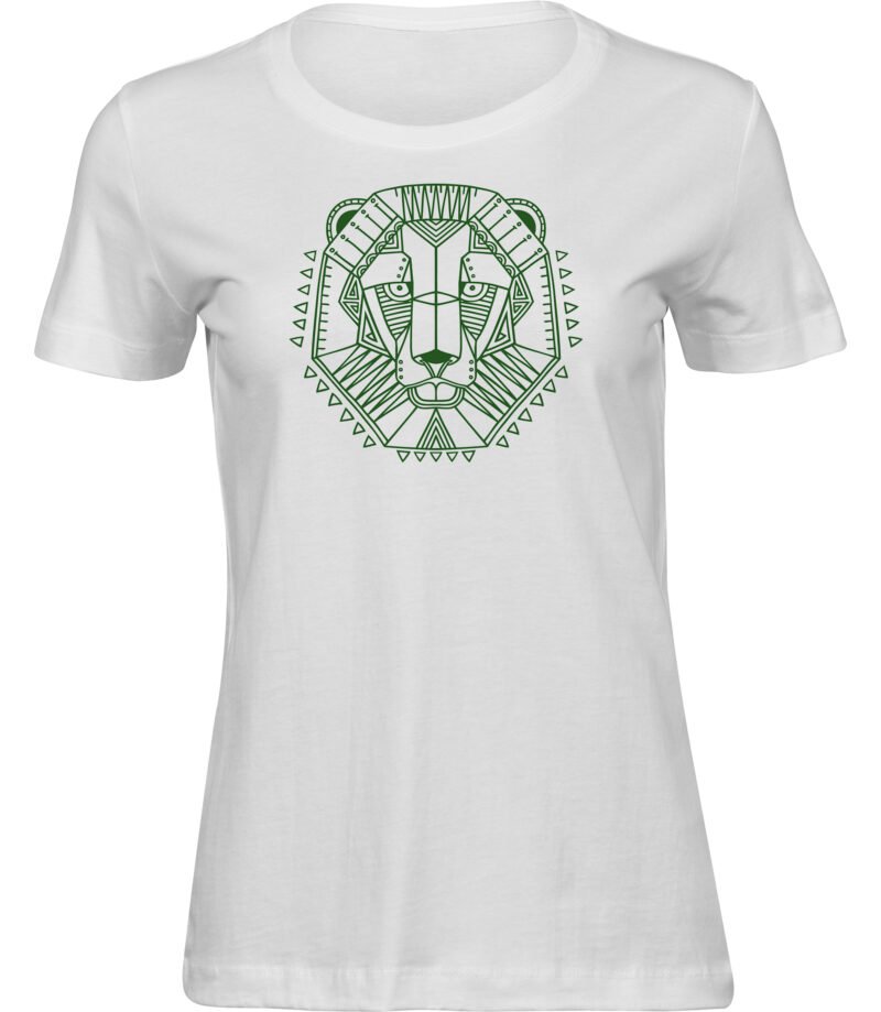 Metall Eisen Löwen-T-Shirt für frauen damen, Stammes-Ethno-Löwenmasken-T-Shirt, minimalistisches Line kunst