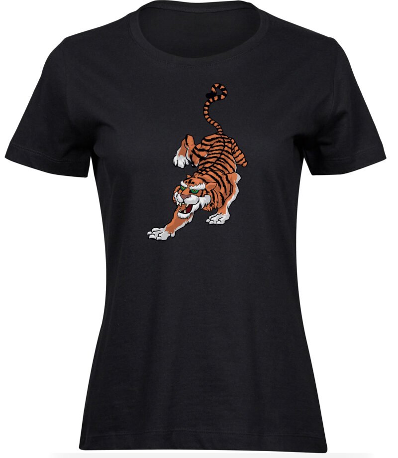 Animiertes Tiger-T-Shirt für frauen damen, Jagd-Bengal-Tiger-Print-T-Shirt, gestreiftes Schwanz-T-Shirt
