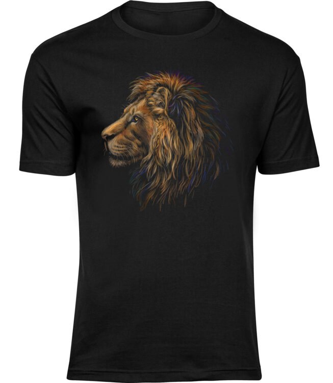 HERREN Schwarz Tshirt LÖWENKOPF