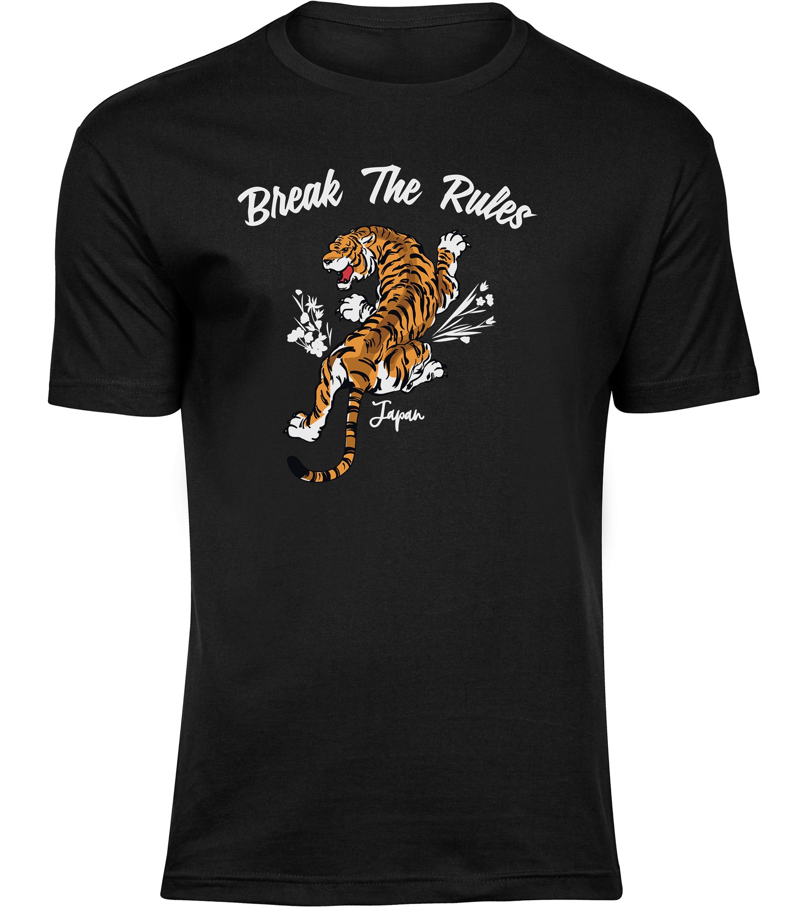 Break the Rules T-Shirt für Männer Herren, japanisches Tiger-Print-T-Shirt, Streetwear Urban Tee, Geschenk-T-Shirt T-Shirts für HERREN TIGER RULES