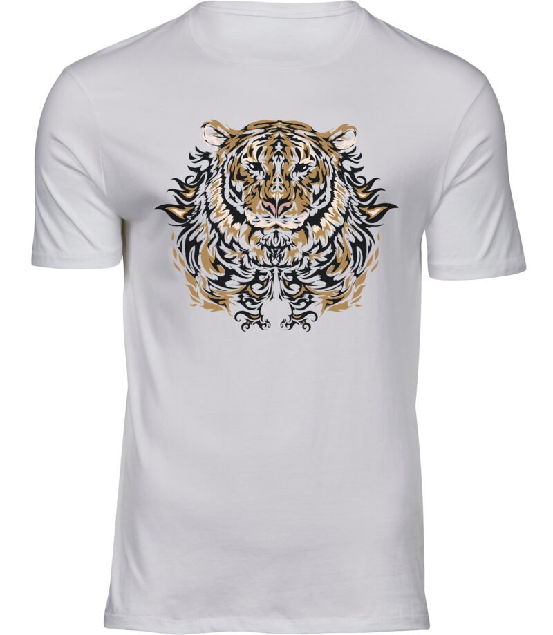 T-Shirt mit Tigerflammen für Männer Herren, T-Shirt mit Tigerkopf-Feuereffekt-Aufdruck, T-Shirt mit Tier-Tattoo-Ornament
