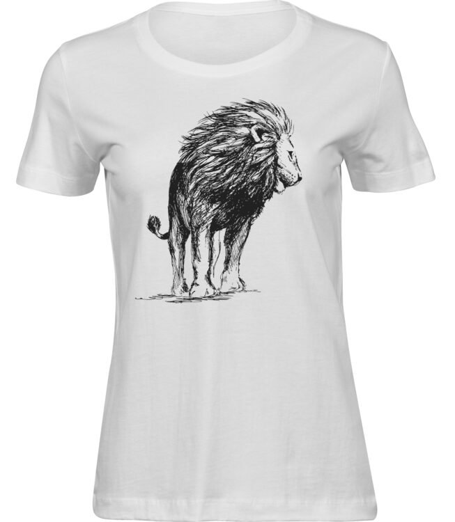 Frauen Weiss Tshirt REISENDE LÖWE