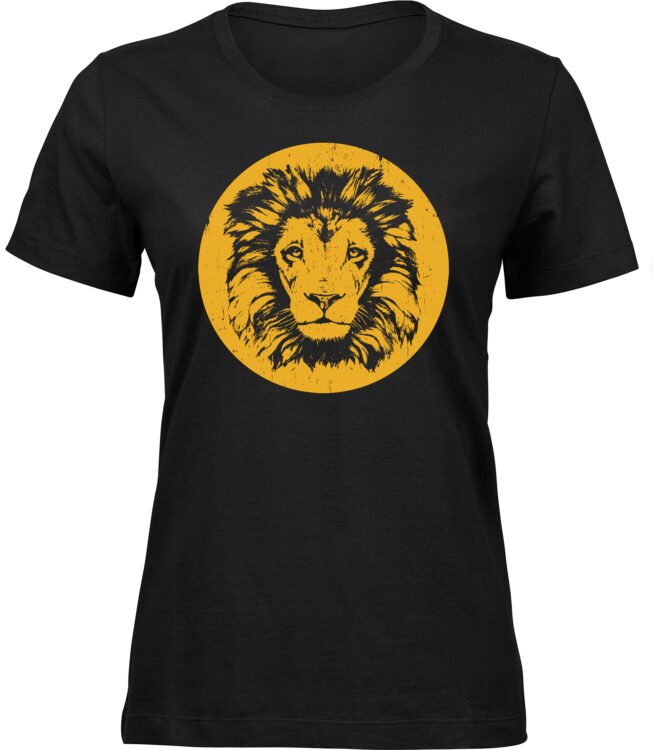 Frauen Schwarz Tshirt VINTAGE LÖWE