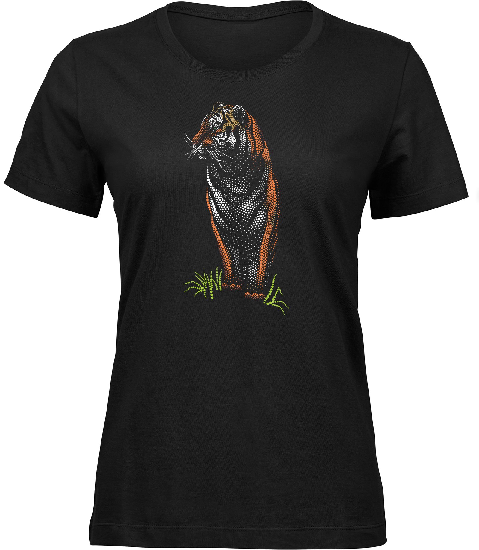 Tiger-Grafik-T-Shirt für Frauen damen, stilvolles Tiger- und Natur-Print-T-Shirt, Tiger-Effekt-T-Shirt Frauen Schwarz Tshirt STILVOLLER TIGER