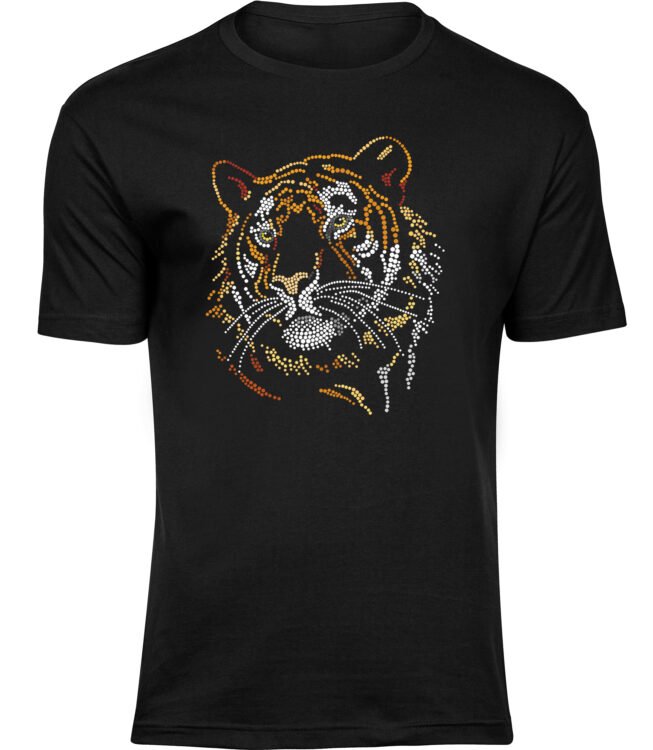Herren Schwarz Tshirt PERLEN TIGER