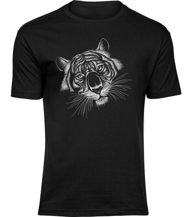Herren Schwarz Tshirt TIGER ZEICHNEN