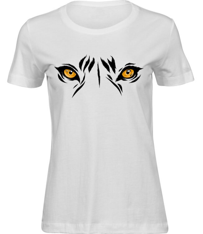 Frauen Weiss Tshirt TIGER AUGEN