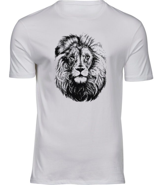 Herren Weiss Tshirt LÖWEN ZEICHNUNG