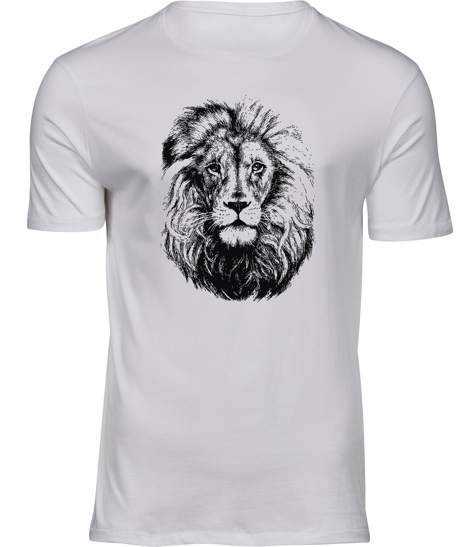 I-139 mw Herren Weiss Tshirt LÖWEN ZEICHNUNG