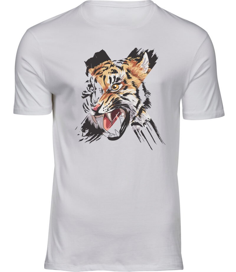X Tiger T-Shirt für Männer Herren, T-Shirt mit gekreuzten Pinselstrichen, Auge des Tigers T-Shirt