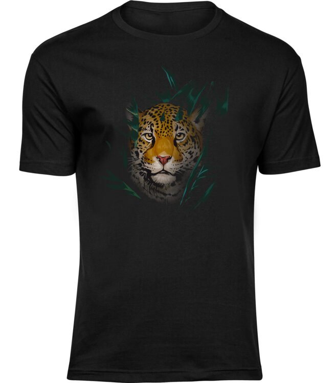 Herren Schwarz Tshirt VERSTECKTER LEOPARD