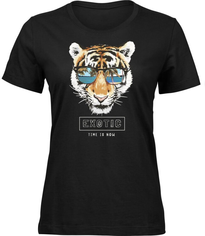Frauen Schwarz Tshirt EXOTIC TIGER