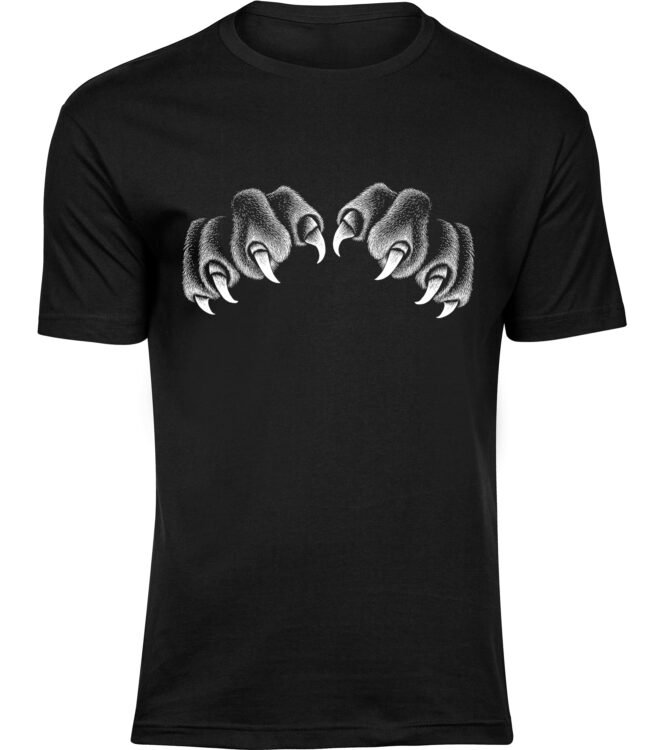 HERREN SCHWARZ Tshirt LÖWEN KRALLEN