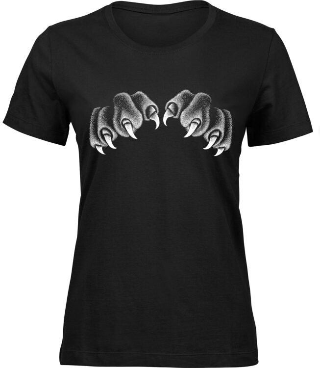 Frauen SCHWARZ Tshirt LÖWEN KRALLEN