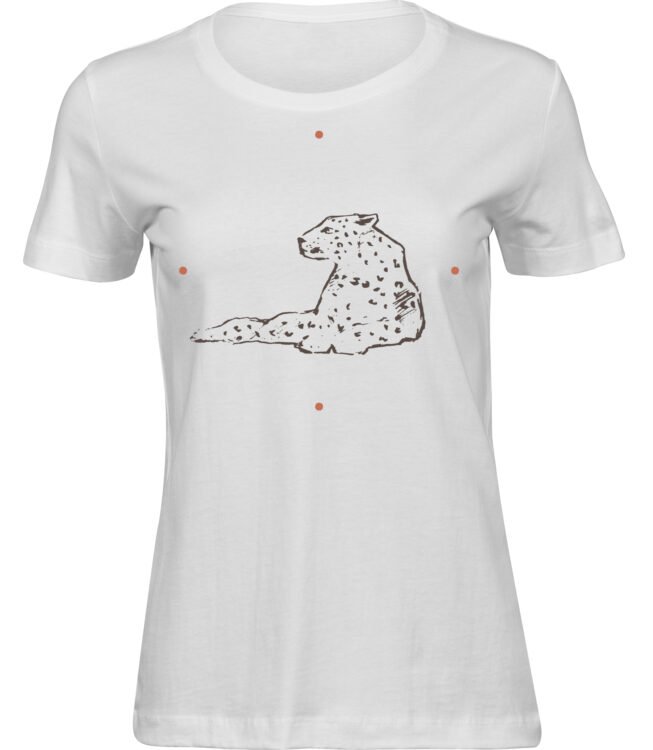 Frauen Weiss Tshirt LIEGENDER LEOPARD
