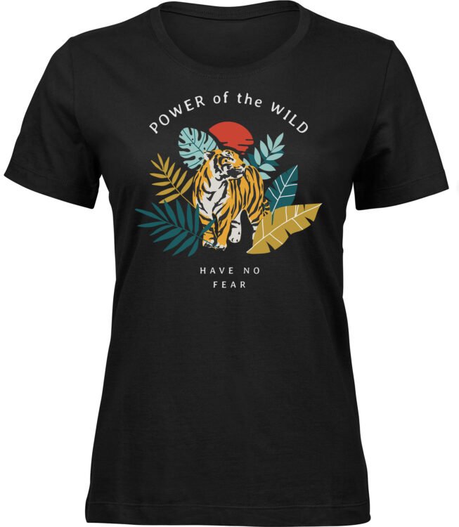 Frauen Schwarz Tshirt TIGERS NATUR