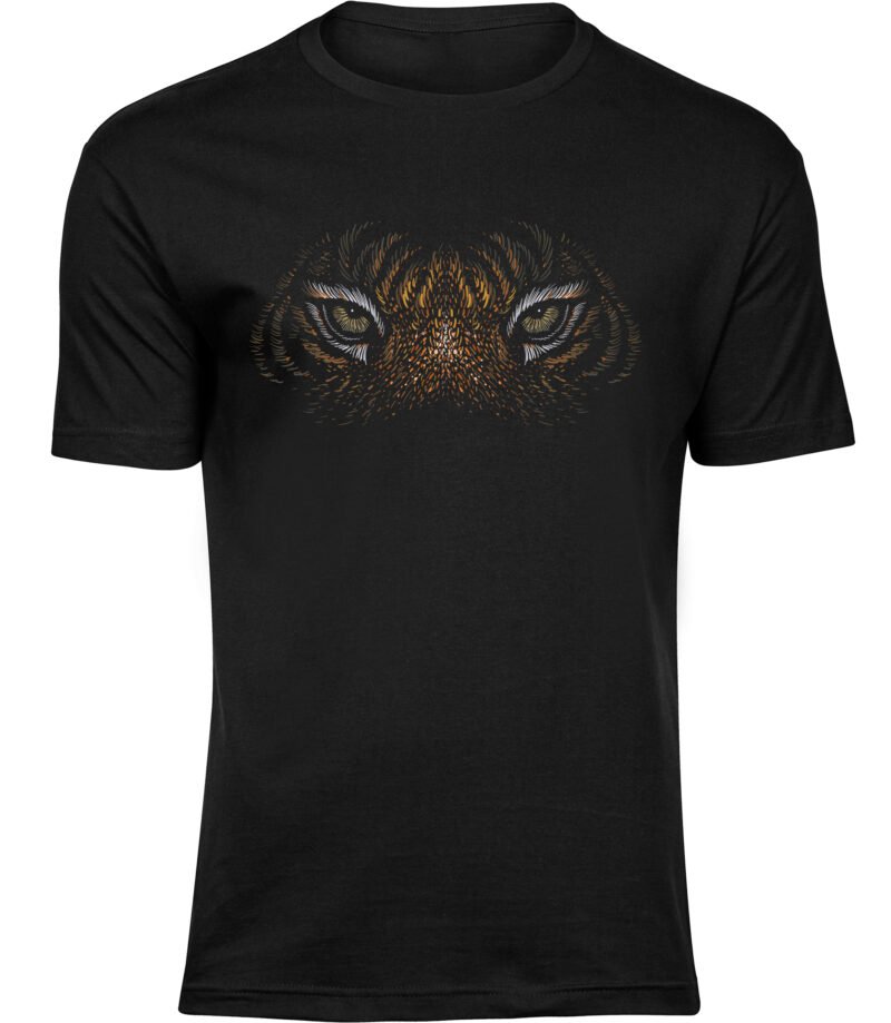 Handgezeichnetes Tigeraugen-T-Shirt für Männer Herren, T-Shirt mit dem Look einer Wildkatze