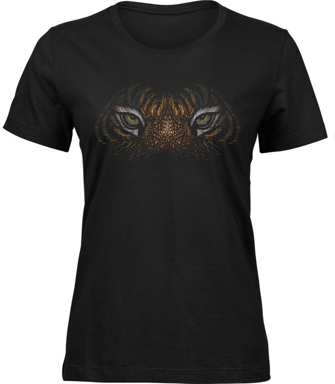 Frauen Schwarz Tshirt TIGERS ANBLICK