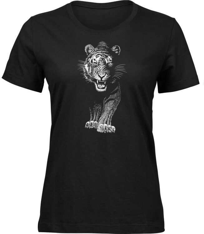 Frauen Schwarz Tshirt TIGERS WUT