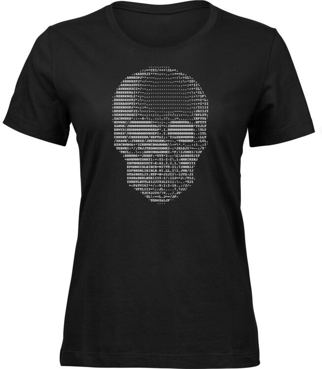 Frauen Schwarz Tshirt ZAHLEN SCHÄDEL