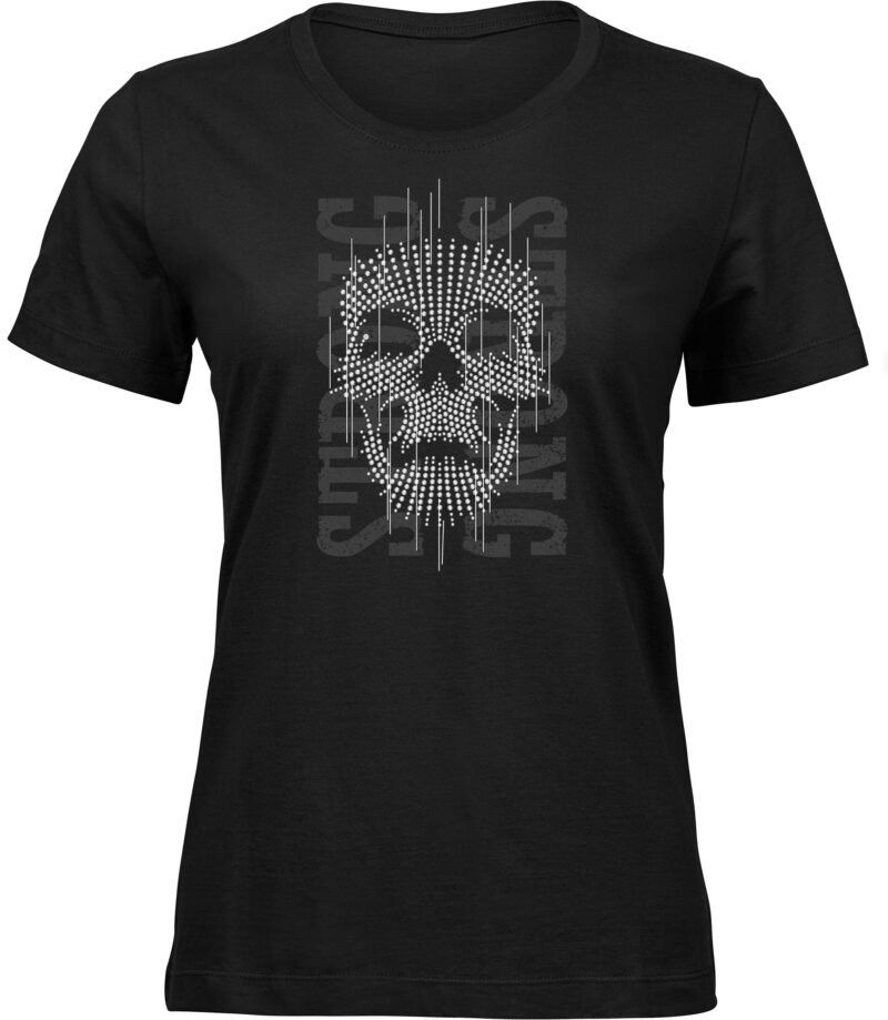 T-Shirt mit Kristall Totenkopf Aufdruck für frauen damen, Diamant Strassstrahlen TEE