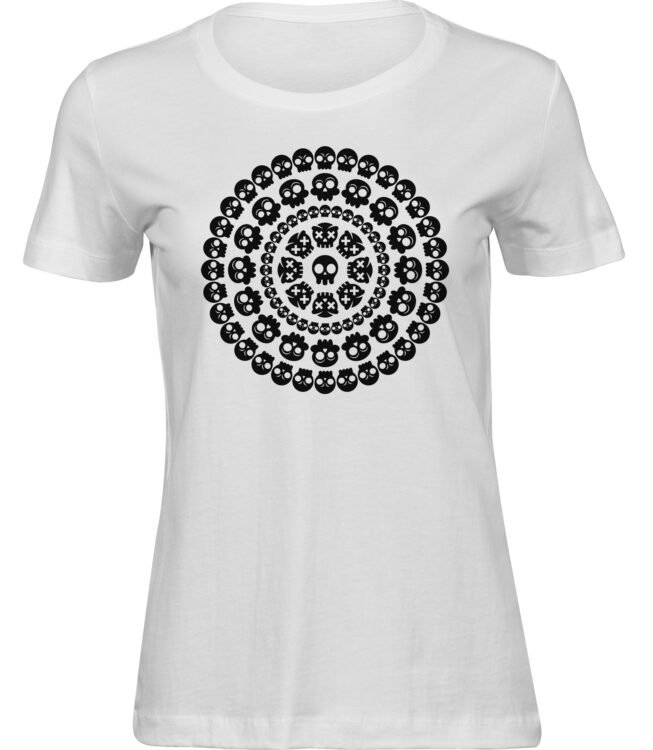 Frauen Weiss Tshirt SCHÄDEL KREIS