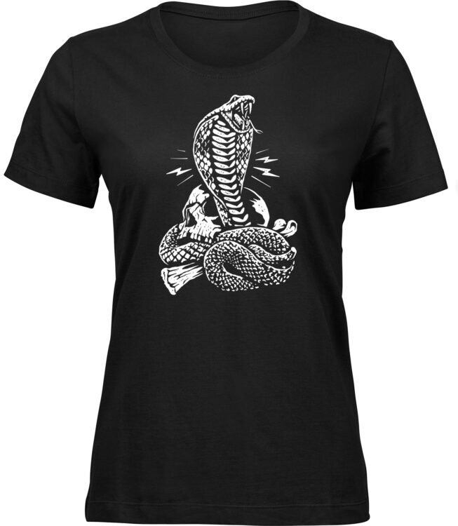 Frauen Schwarz Tshirt COBRAS SCHÄDEL