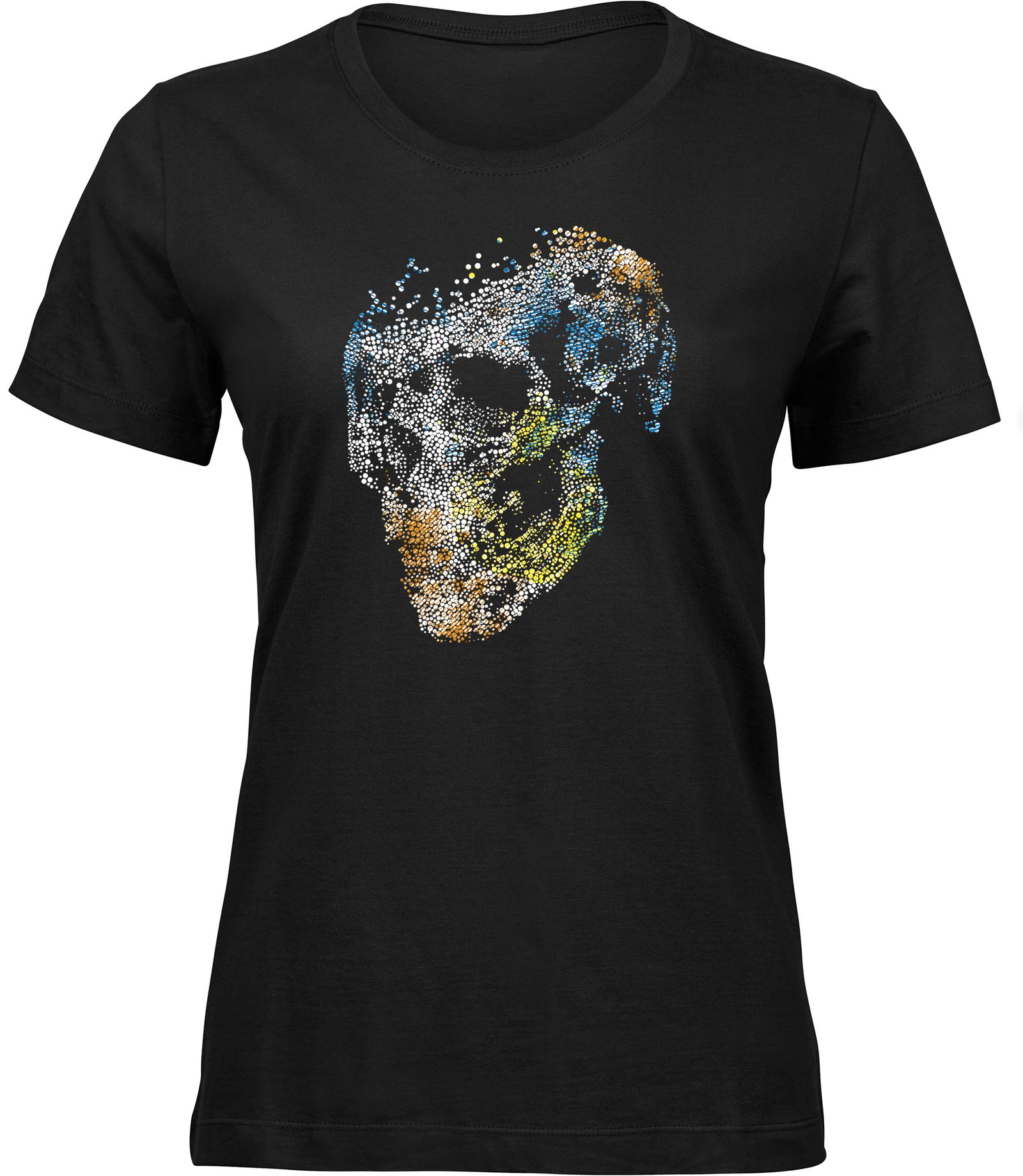 L-134 wb Frauen Schwarz Tshirt LUFTBLASEN SCHÄDEL